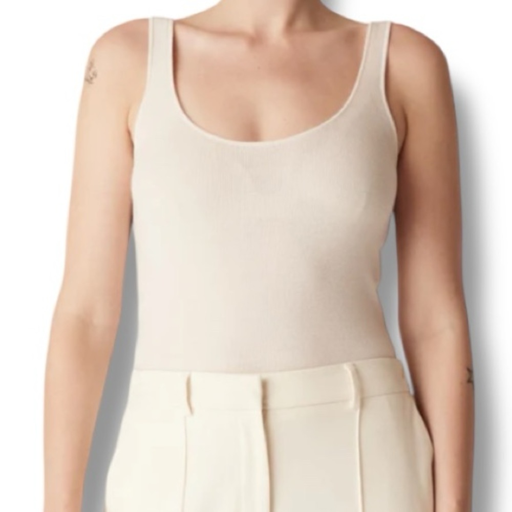 Cable Melbourne Superfine Merino Singlet Knit Tank in Ecru NWT Size XL US 12 - Picture 2 of 11